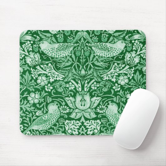 Strawberry Thief Green, William Morris Mousepad (Mit Mouse)