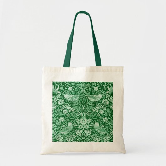 Strawberry Thief Green, William Morris Tragetasche (Vorne)