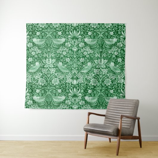 Strawberry Thief Green, William Morris Wandteppich (Beispiel (Horizontal))