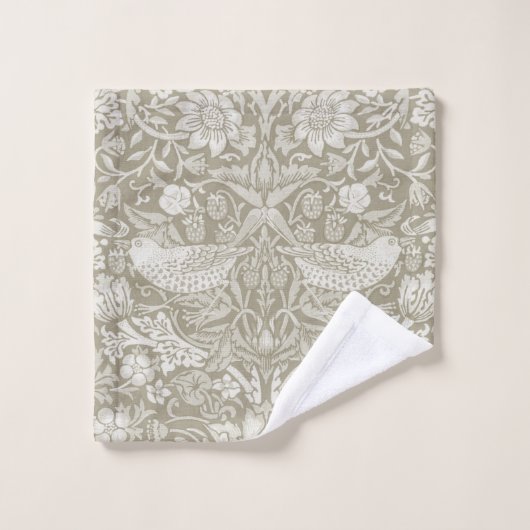 Strawberry Thief Ivory, William Morris Badhandtuch Set (Waschlappen)