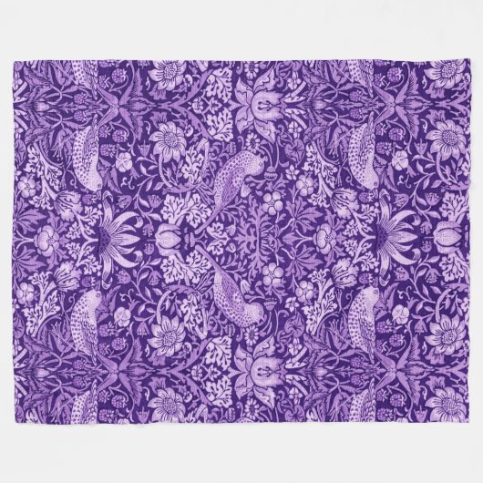 Strawberry Thief Lila, William Morris Fleecedecke (Vorderseite (Horizontal))