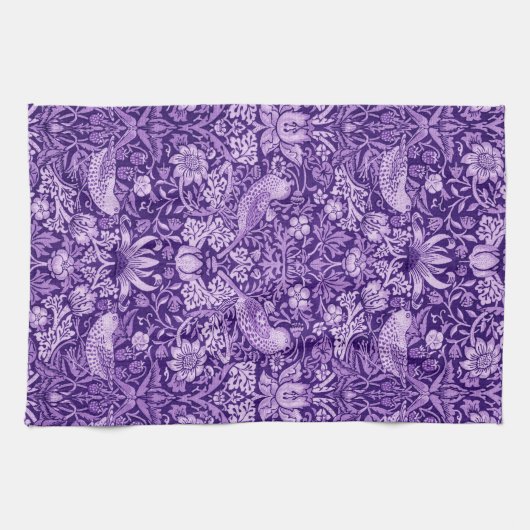 Strawberry Thief Lila, William Morris Geschirrtuch (Horizontal)