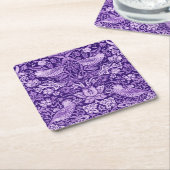 Strawberry Thief Lila, William Morris Rechteckiger Pappuntersetzer (angewinkelt)