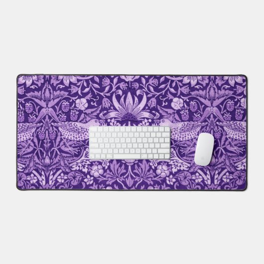 Strawberry Thief Lila, William Morris Schreibtischunterlage (Tastatur & Maus)