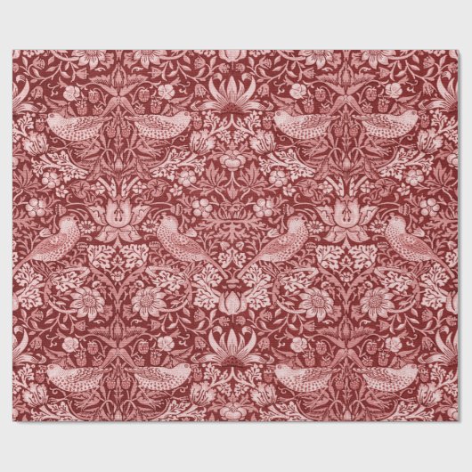 Strawberry Thief Maroon, William Morris Geschenkpapier (Flach)