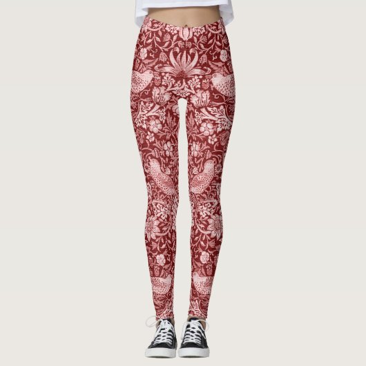 Strawberry Thief Maroon, William Morris Leggings (Vorderseite)