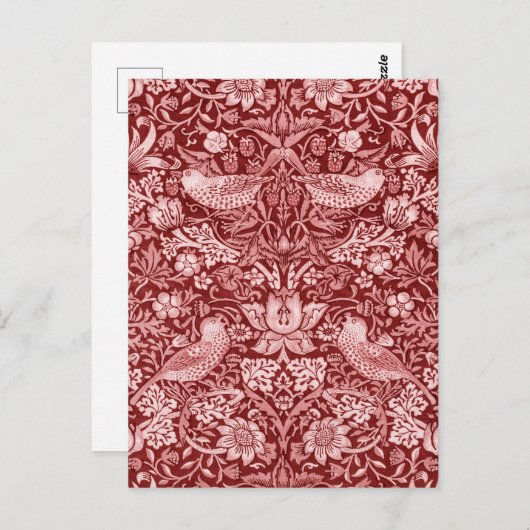 Strawberry Thief Maroon, William Morris Postkarte (Vorne/Hinten)