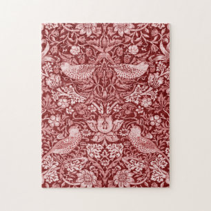 Strawberry Thief Maroon, William Morris Puzzle
