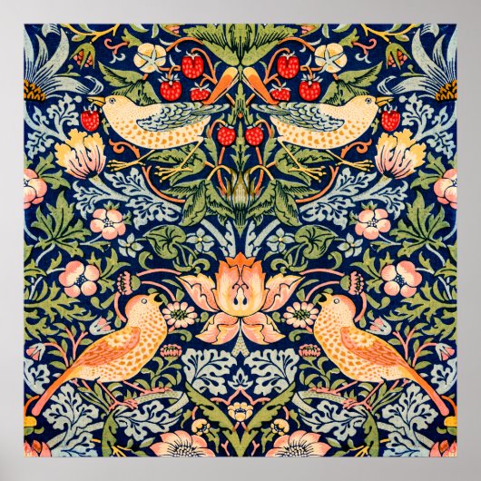 Strawberry Thief Pattern Poster von William Morris (Vorne)