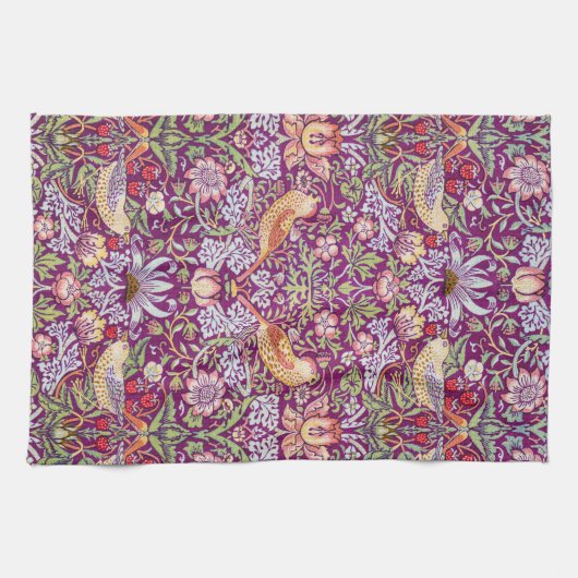 Strawberry Thief Red, William Morris Geschirrtuch (Horizontal)