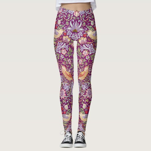 Strawberry Thief Red, William Morris Leggings (Vorderseite)