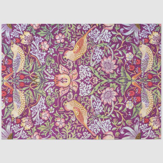 Strawberry Thief Red, William Morris Seidenpapier (Vorderseite)