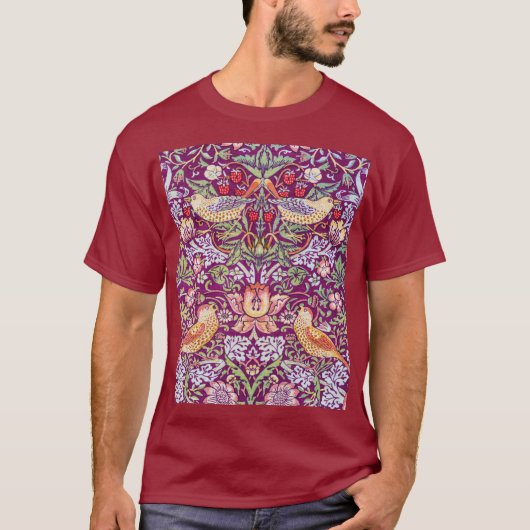 Strawberry Thief Red, William Morris T-Shirt (Vorderseite)