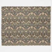 Strawberry Thief von William Morris Chocolate Fleecedecke (Vorderseite (Horizontal))