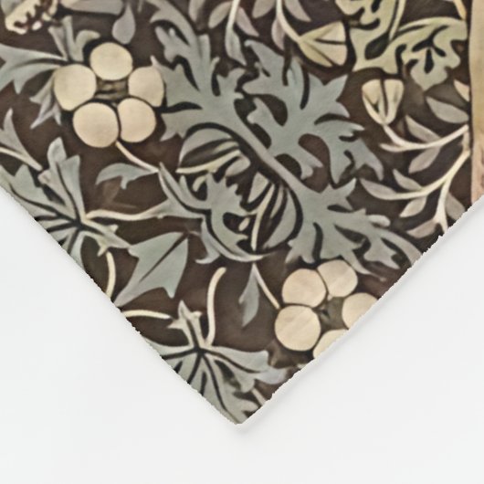 Strawberry Thief von William Morris Chocolate Fleecedecke (Ecke)