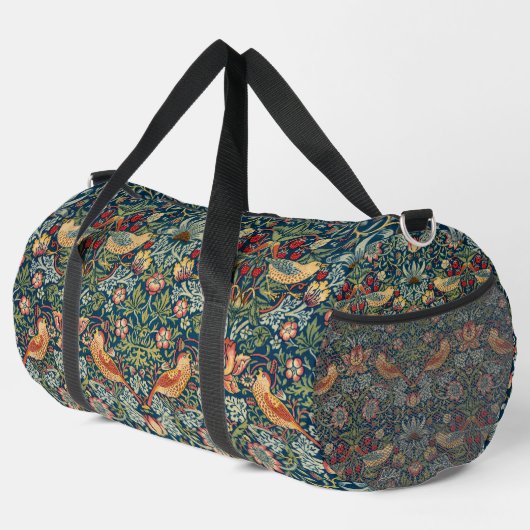 Strawberry Thief von William Morris Duffle Bag (Rechte Ecke)
