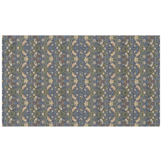 Strawberry Thief von William Morris Indigo Mineral Tischdecke (Vorderseite (Horizontal))