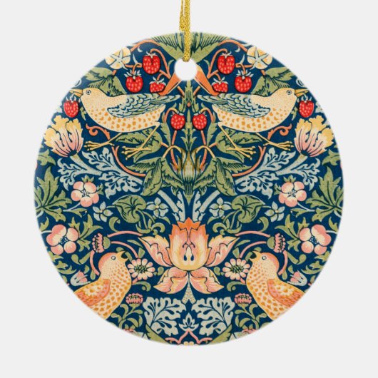 Strawberry Thief (von William Morris) Keramik Ornament (Hinten)