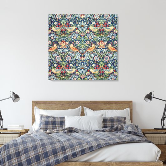 Strawberry Thief William Morris Art Leinwand (Insitu (Schlafzimmer))