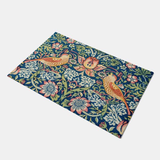 Strawberry Thief, William Morris Fußmatte (Schrägansicht)