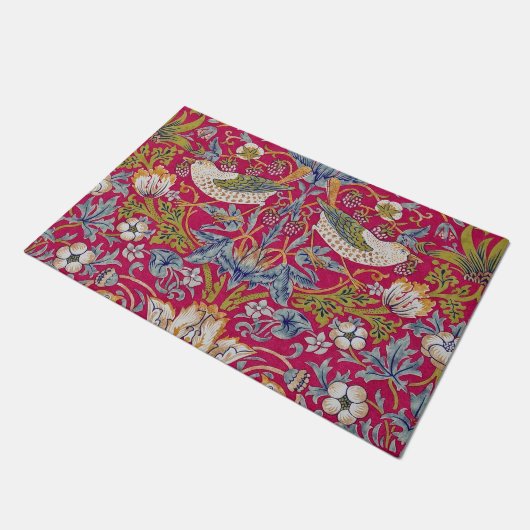 Strawberry Thief, William Morris Fußmatte (Schrägansicht)