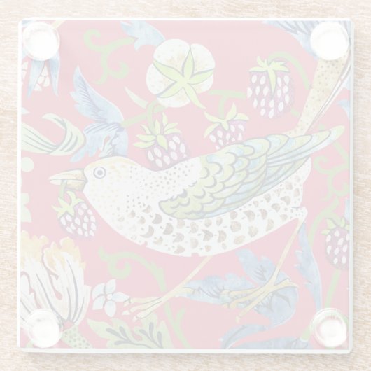 Strawberry Thief William Morris Glasuntersetzer (Rückseite)