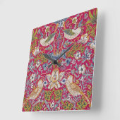 Strawberry Thief, William Morris Quadratische Wanduhr (Winkel)