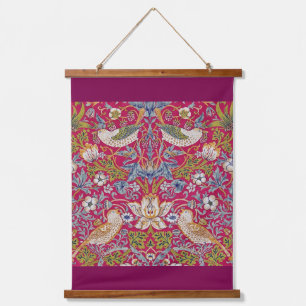 Strawberry Thief, William Morris Wandteppich Mit Holzrahmen