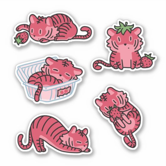 Strawberry Tiger Sticker Pack (Vorderseite)