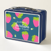 Strawberry Turquoise Blue Metal Lunch Box (Rückseite)