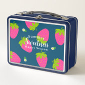 Strawberry Turquoise Blue Metal Lunch Box (Vorderseite)