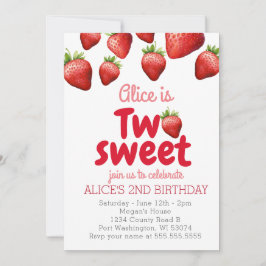 Strawberry Two Sweet 2. Geburtstag Einladung