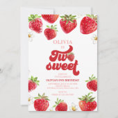 Strawberry Two Sweet 2. Geburtstag Einladung (Vorderseite)