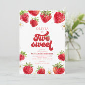Strawberry Two Sweet 2. Geburtstag Einladung (Stehend Vorderseite)