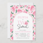 Strawberry Two Sweet Berry 2. Geburtstag Party Einladung (Vorderseite)