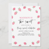 Strawberry Two Sweet Birthday Einladung (Vorderseite)