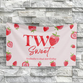 Strawberry Two Sweet Pink Red 2. Geburtstag Party Banner