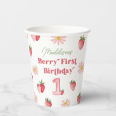 Strawberry und Daisy Berry Erster Geburtstag Somme Pappbecher (Vorderseite)