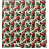 Strawberry und Ladybug Seamless Pattern Duschvorhang (Vorderseite)
