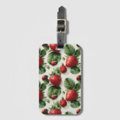 Strawberry und Ladybug Seamless Pattern Gepäckanhänger (Vorderseite Vertikal)