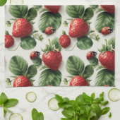 Strawberry und Ladybug Seamless Pattern Geschirrtuch (Gefaltet)