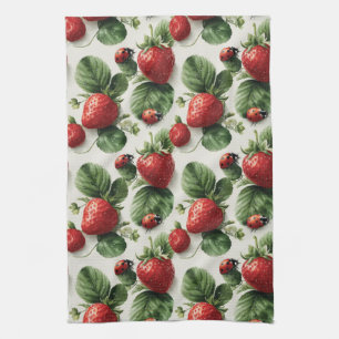 Strawberry und Ladybug Seamless Pattern Geschirrtuch