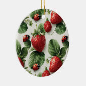 Strawberry und Ladybug Seamless Pattern Keramik Ornament (Rechts)