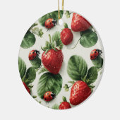 Strawberry und Ladybug Seamless Pattern Keramik Ornament (Links)