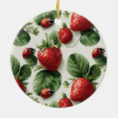 Strawberry und Ladybug Seamless Pattern Keramik Ornament (Hinten)