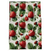 Strawberry und Ladybug Seamless Pattern Mittlere Geschenktüte (Rückseite)