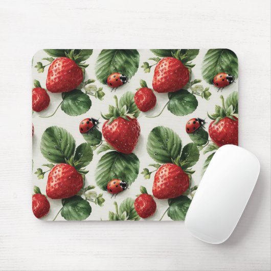 Strawberry und Ladybug Seamless Pattern Mousepad (Mit Mouse)