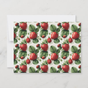 Strawberry und Ladybug Seamless Pattern Postkarte