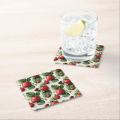 Strawberry und Ladybug Seamless Pattern Rechteckiger Pappuntersetzer (Vor Ort)