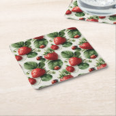 Strawberry und Ladybug Seamless Pattern Rechteckiger Pappuntersetzer (angewinkelt)